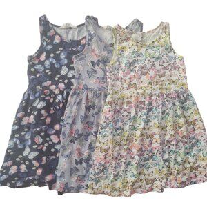 Little Girls Butterfly Dresses Sz 6 Lot of 3 H&M Cotton Knit Colorful Sundresses